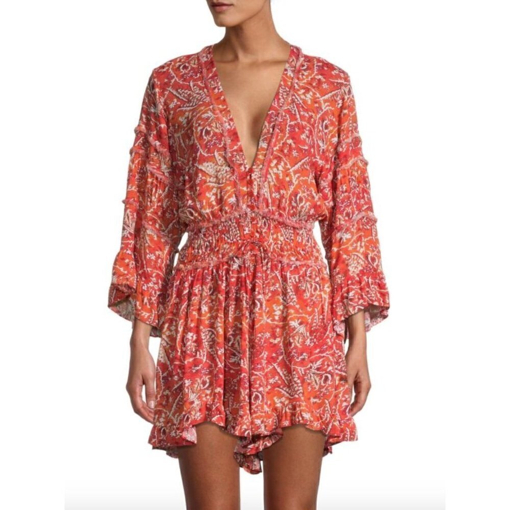 Iro Floral Print Lightweight Romper Red Womens Size FR 36 US 4